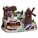 Feeric Lights & Christmas Kerstdorp kerst tafereel met huis en molen - LED verlichting - 31 cm