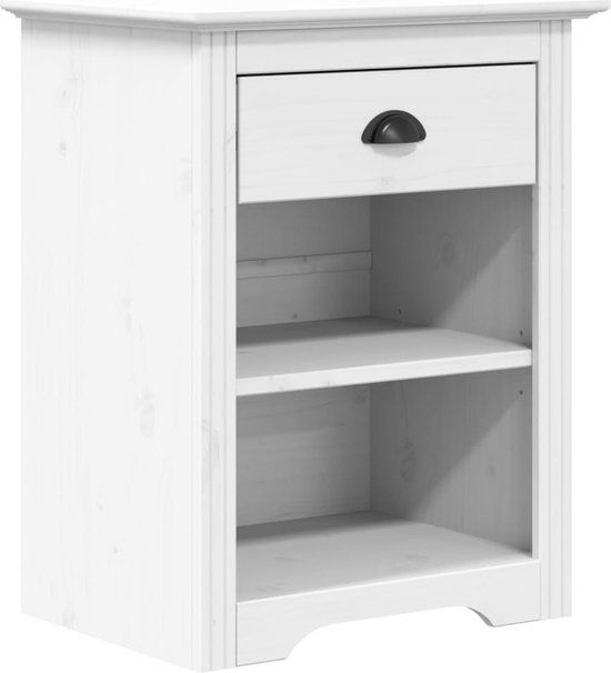 vidaXL Nachtkastje BODO 53x38,5x67 cm massief grenenhout wit