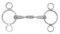 Dubbel PFIFF Dubbel gebroken drievoudige ring trense, 14,5 cm