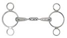 Dubbel PFIFF Dubbel gebroken drievoudige ring trense, 14,5 cm