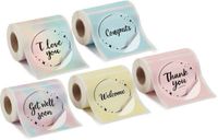Crafts&Co Navullingen voor de Mini Pocket Printer - 5x Ronde Sticker Rollen - 3,5 Meter - 5,6 x 3 cm - Thermisch Sticker Papier