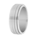 Lucardi Unisex Gerecycled stalen anxiety ring met 3 strepen - Ring - Staal - Zilverkleurig - 17 / 53 mm