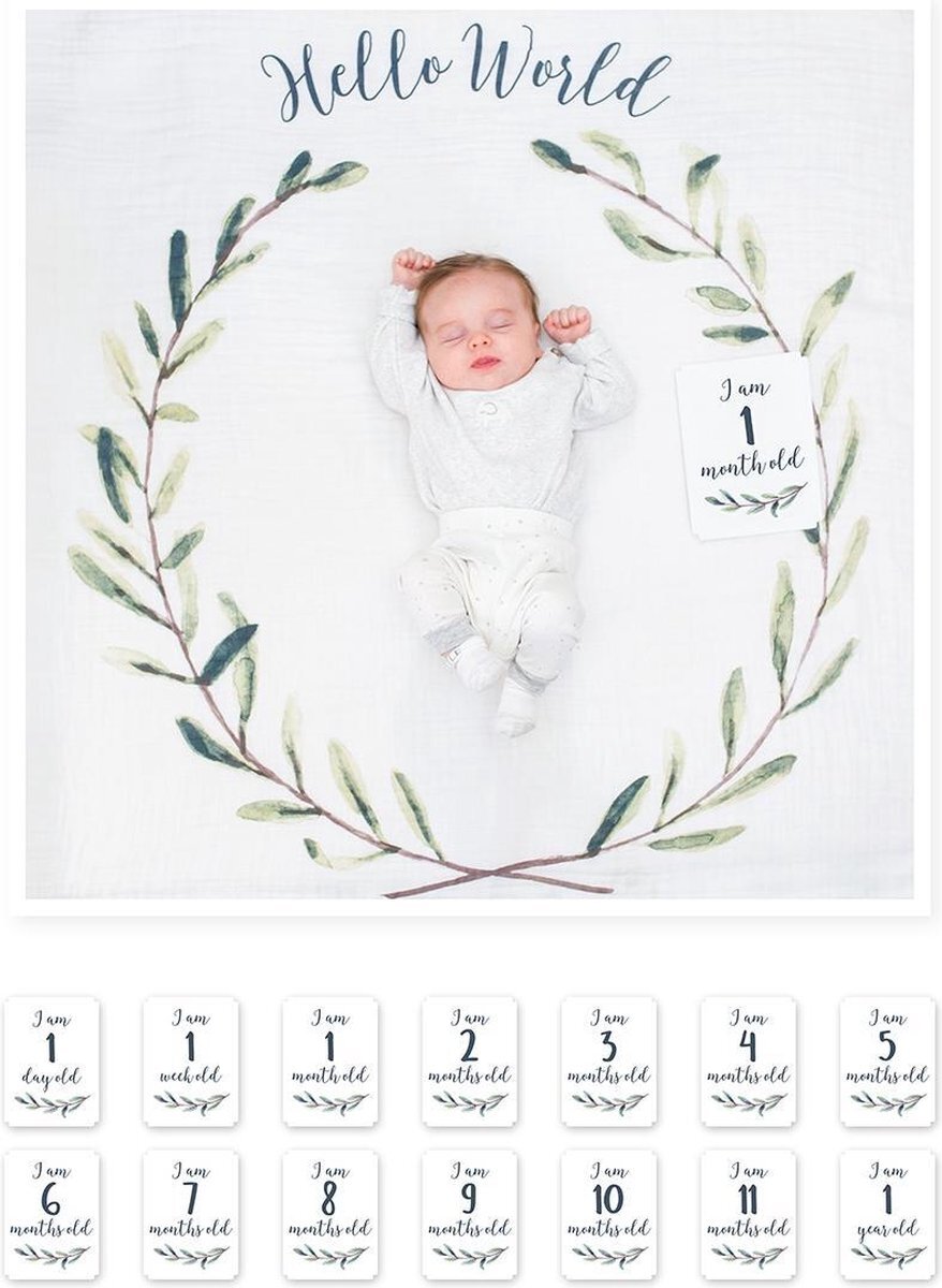 Lulujo Hello World Wreath Deken wit