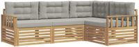 vidaXL - Buiten - bank - set - 5 - st - Wit - en - Lichtgrijs - Polyester