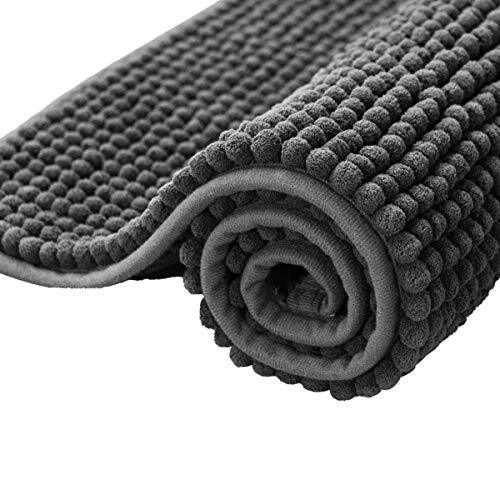 subrtex Chenille badmatten voor badkamer, extra zacht en waterabsorberend antislip badkleed, perfect pluche tapijtmatten voor bad, douche (50 × 80 cm, grijs)