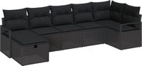 vidaXL - Bankstel - 2-zits - Polyrattan - Zwart/Zwart
