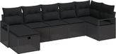 vidaXL - Bankstel - 2-zits - Polyrattan - Zwart/Zwart