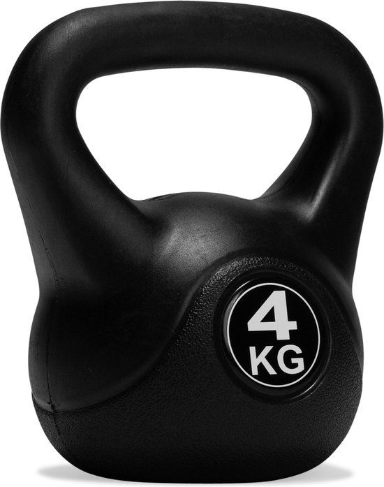 VirtuFit PVC Kettlebell - 4 kg - Zwart