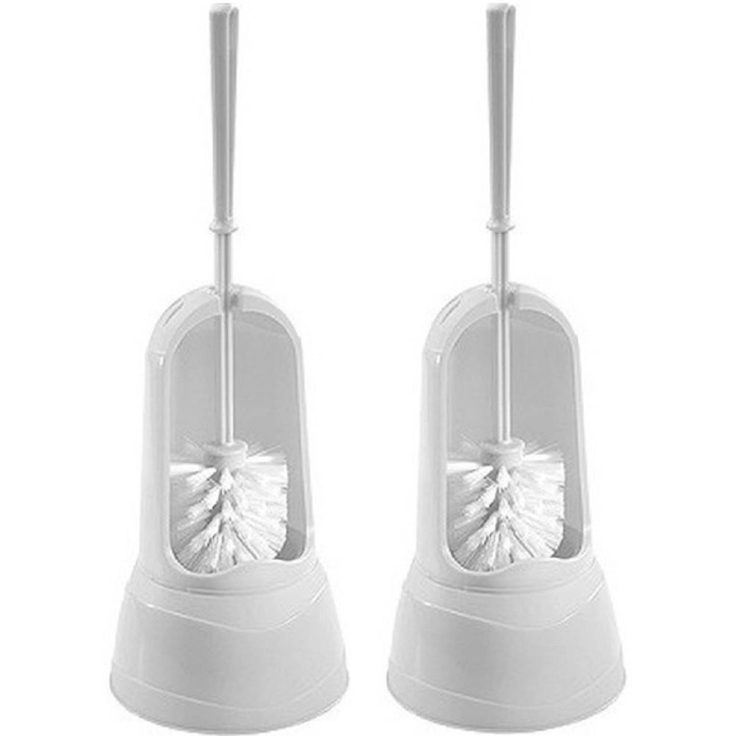 Hega hogar Toiletborstelhouder - Wit - 15 x 37,5 cm - 2 stuks