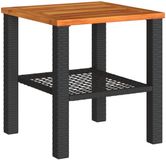 vidaXL Tuintafel 40x40x42 cm poly rattan en acaciahout zwart