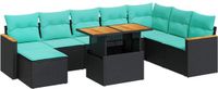 vidaXL 9-delige Loungeset met kussens, polyrattan, zwart