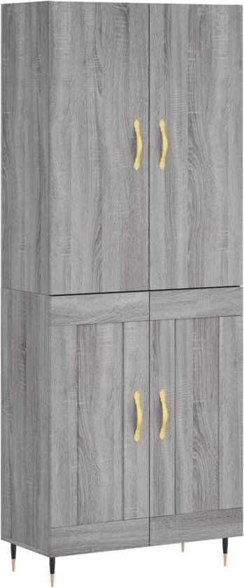 vidaXL Hoge kast 69,5x34x180 cm bewerkt hout grijs sonoma eikenkleurig