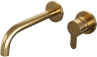 Brauer Gold Edition Inbouw Wastafelmengkraan met Gebogen Uitloop en Rozetten Model D1 Goud Geborsteld PVD
