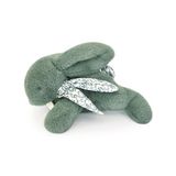 Doudou et Compagnie Knuffeldier konijn met linnen sjaal, saliegroen, 29 cm