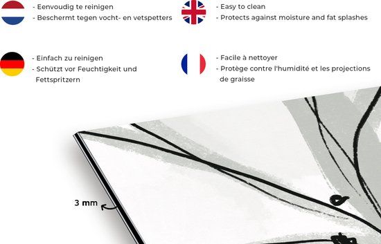 KitchenYeah Keuken Spatscherm - 120x80 cm - Pastel Bloem Abstract - Aluminium