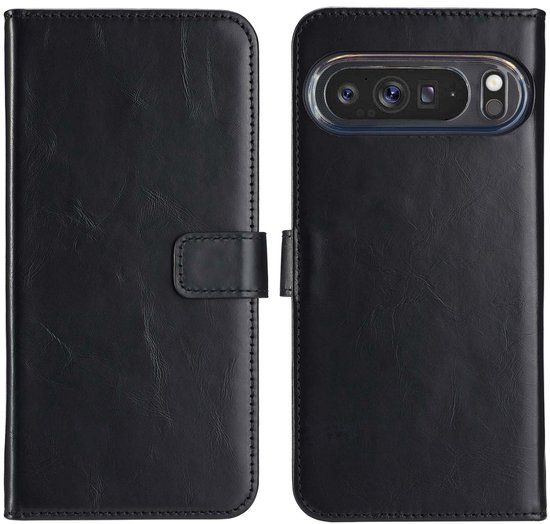 Selencia Echt Leren Bookcase voor de Google Pixel 9 Pro XL - Zwart