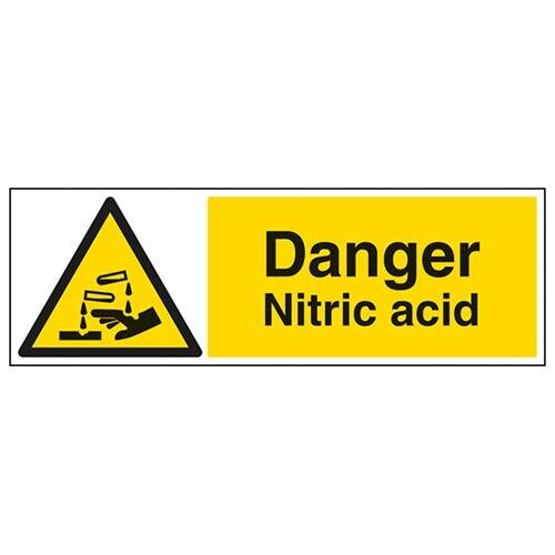 V Safety VSafety Danger waarschuwingsbord voor stikstofzuur, liggend formaat, 600 x 200 mm, 1 mm harde kunststof