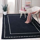 Safavieh Bella Collection BEL151A Handmade Light Blue and Ivory Premium Wool Area Rug modern 5' Square zwart/ivoorkleurig.