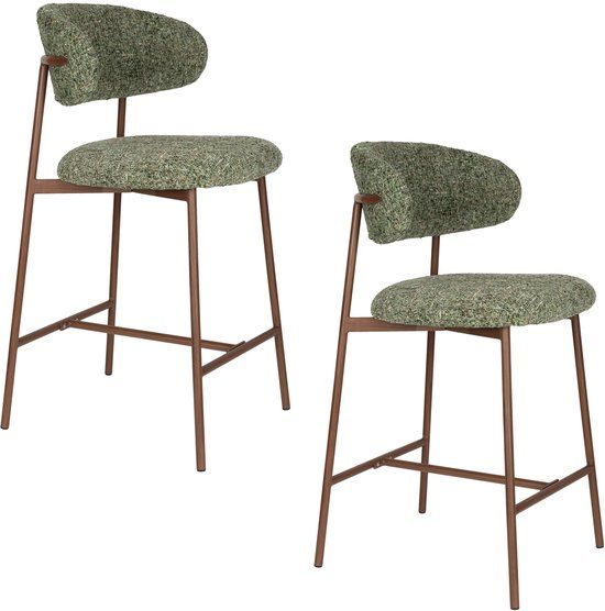 Housecraft Living Claes Barkrukken rugleuning 65 cm Groen - Set van 2