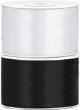 Partydeco Sp. Z O. O. Set de 2 rubans décoratifs/rubans cadeaux/rubans en satin noir et blanc 38 mm x 25 mètres
