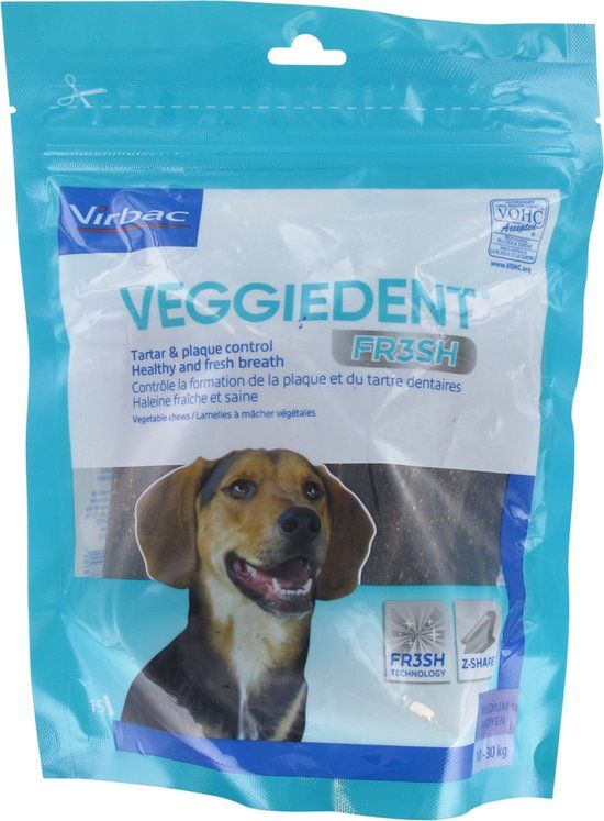 VIRBAC VeggieDent Medium hondensnack 10-30 kg/15 kauwstrips