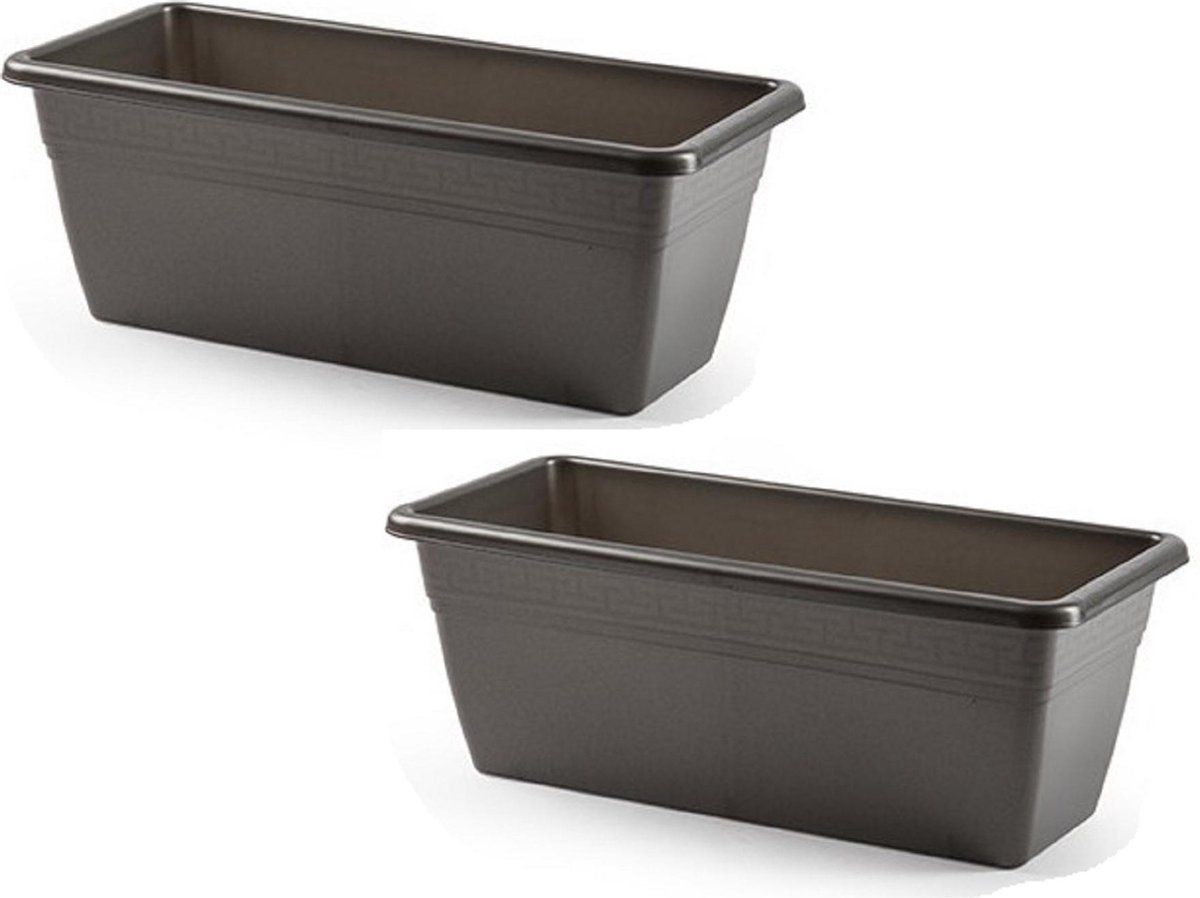 Forte Plastics Plantenbak - Antraciet Grijs - Rechthoekig - 40 x 18 x 15 cm - 4 Stuks