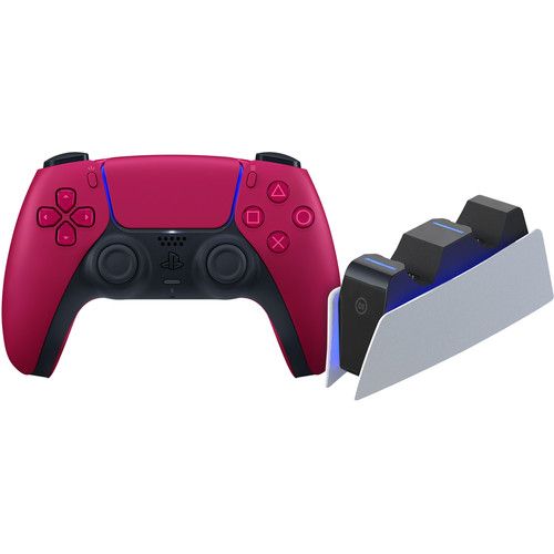 Sony PlayStation 5 DualSense Wireless Controller - Cosmic Red + BlueBuilt Charging Station