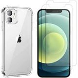 Phonillico® Schokbestendig hoesje voor iPhone 12 MINI en 2 gehard glas schermbeschermingsfilm