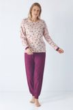 Hajo Badstof dames pyjama bessenrood