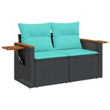 VidaXL 8-delige Loungeset met kussens, poly rattan, zwart