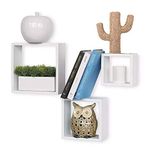 Bakaji Set van 3 wandplanken, modern design, vierkante plank, kubus, plank, 2 planken, MDF-hout, verschillende maten