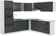 Vicco Hoekkeuken R-Line, Antraciet landhuis/Wit, 247 x 237 cm, WB Marmer