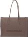 COCCINELLE Leren shopper schoudertas met laptopvak Myrtha26 Handbag Grained Leather Warm Taupe