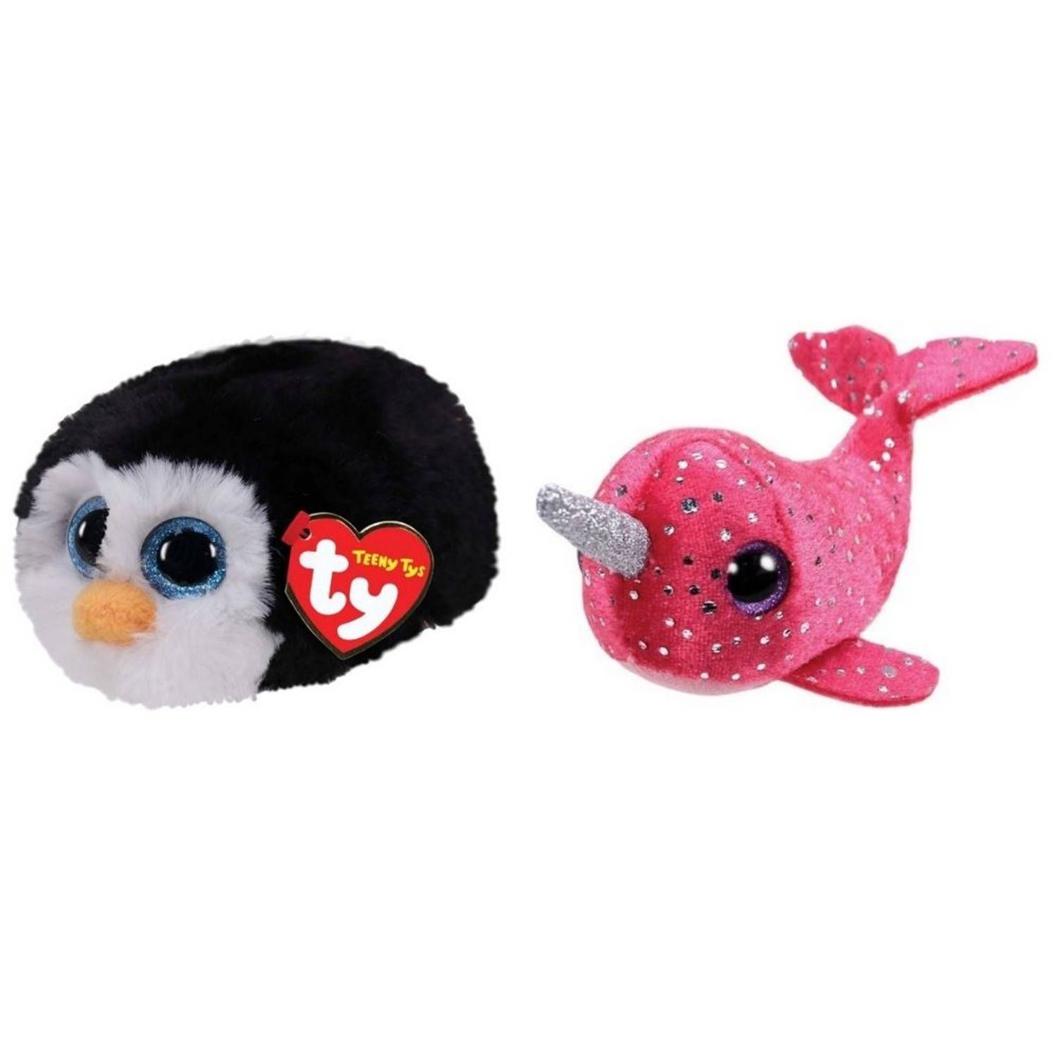 TY - Knuffel - Teeny s - Waddles Penguin & Nelly Narwhal