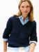 Tommy Hilfiger CO-kabel voor dames, FINE GG V-NK LS SWT WW0WW44987 trui, blauw (Dark Night Navy), L