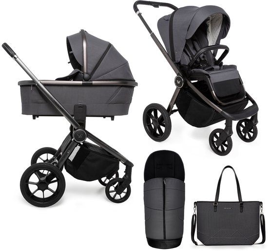 Muuvo Quick SE2 Kinderwagen – 2-in-1 – Graphite – Vanaf Geboorte – Inclusief Luiertas