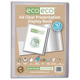 eco-eco A4 formaat 50% gerecycled 40 Pocket Clear Presentatie Display Boek, Opbergkoffer Portfolio Art Folder met Plastic Mouwen, eco098