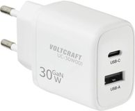 Voltcraft UC-30W001 USB-oplader 30 W 1x USB-A, 1x USB-C Fast Charge, USB PD 3.0 Wit GaN