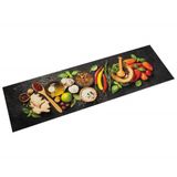 vidaXL Tapis de cuisine lavable imprimé herbes 45x150 cm velours