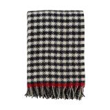Klippan Yllefabrik Plaid Pied-de-poule en laine 130x200 cm Black-red