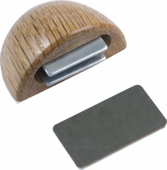 AMIG Deurstop/deurmagneet - D48mm - zelfklevend - eiken - kunststof