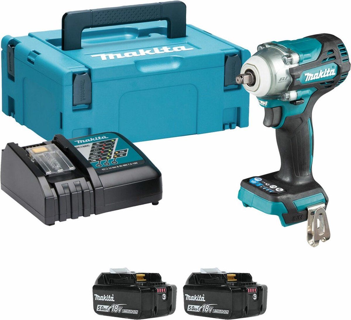 Makita DTW302RTJ Accu Slagmoersleutel - 18V - 2x 5.0Ah accu + snellader - In Mbox