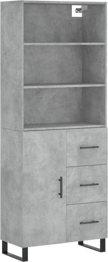 vidaXL Hoge kast 69,5x34x180 cm bewerkt hout betongrijs