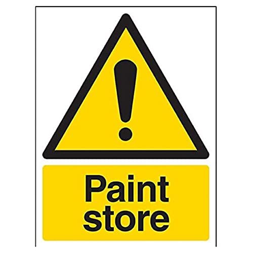 VSafety Paint Store Warning Sign - Portrait - 150mm x 200mm - Self-Adhesive Vinyl
