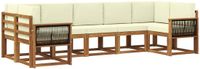 vidaXL - Acacia Hout Loungeset - Hoek Loungeset - 7 Zitplaatsen - Naturel en Crème