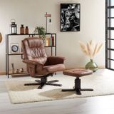 IDIMEX Relaxstoel CHARLY met voetenbankje – bruin