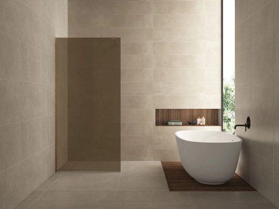 Wiesbaden Slim glasplaat brons rookglas 900 x 2000 8 mm nano - Vaste wand