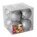 Gerimport Kerstballen - 8x st - zilver - glitters - 7 cm - kunststof - kerstversiering