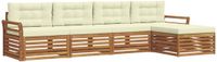 vidaXL - Bank loungeset - 5 zitplekken - Natuurlijk en crème - Acacia hout