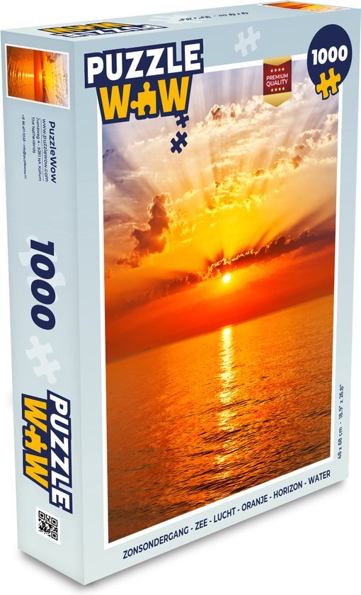 MuchoWow Puzzel Zonsondergang - Zee - Lucht - Oranje - Horizon - Water - Legpuzzel - Puzzel 1000 stukjes volwassenen - Sinterklaas cadeautjes - Sinterklaas voor grote kinderen